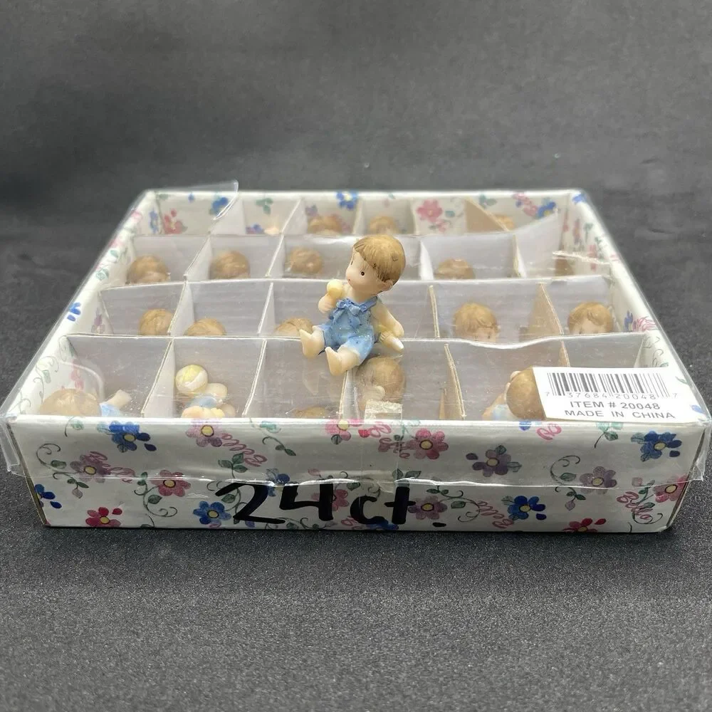 VTG Baby Shower Party Favor Table or Cake Topper Mini Baby Boy Set of 24